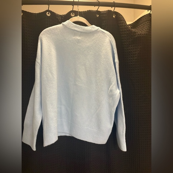 Anthropologie Maeve Crew-Neck Dog Icon Pullover Sweater Medium Light Blue Poodle - Picture 5 of 8